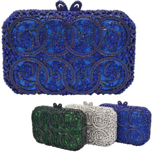 Luxury Box Crystal Evening Bags Green Bridal Wedding Purse Clutch Bags sm58