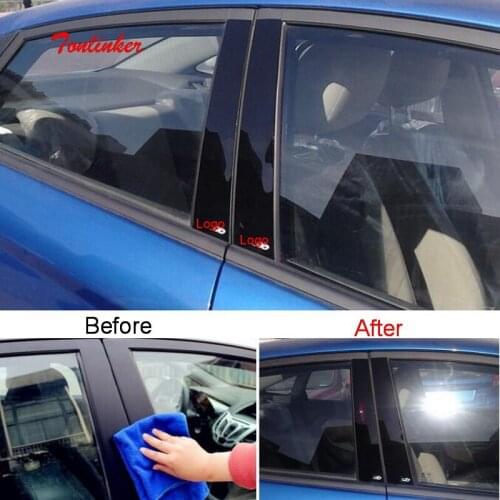 Tonlinker Exterior BC Pillar Decoration Cover case Stickers with logo for Ford Fiesta 2009-13 Car styling 4 PCS PC Cover sticker