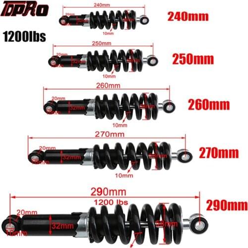 TDPRO Universal 240/250/260/270/290mm Motorcycle Shock Absorber Suspension Protection Rear Shocker Absorbers 1200LBS Dirt Bikes