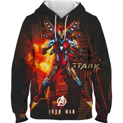Spring Casual Vintage Womens Sweatshirts Marvel Hero Iron Man 3D Print Mens Hoodies Harajuku Style Boy Girl Kids Clothing