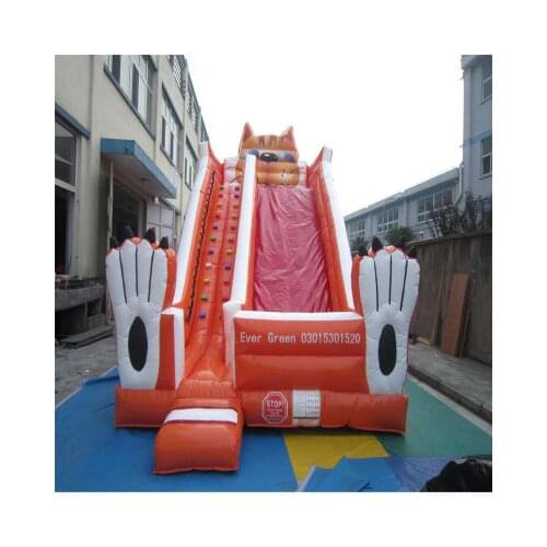 High quality attractive animal cat inflatable slide bouncer YLW-190