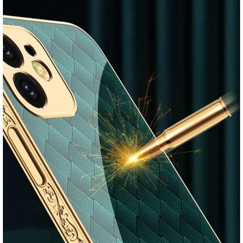 WU JUNZE New Glass Lattice Weave Chess Trendy Brand Embossed Iphone12 pro 12Promax Case Electroplating Protective Cover 12 Shell