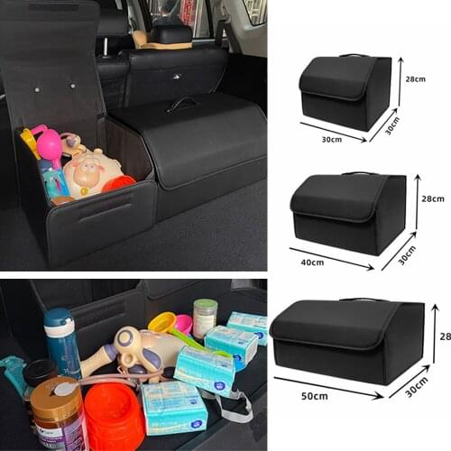 Car Trunk Box PU Leather Car Organizer Trunk Storage Bag Car Trunk Organizer Storage Box Portable Car Storage Stowing Tidying