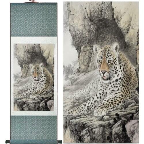 Leopard painting Home Office Decoration Chinese scroll painting leopard painting