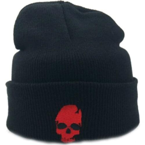 Unisex Winter Cool Cartoon Skull Print Knitted Windproof Warm Cap Men Women Punk Hip Hop Fashion Black Hat Skullies Beanies K1