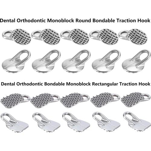 50 Pcs Dental Orthodontic Monoblock Round/Rectangular Bondable Traction Hook
