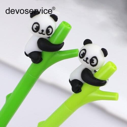 1 Pc Cartoon Panda Bamboo Neutral Pen Stationery Black Ink 0.5mm Business Writing Supplies Office School Gel Pen Reward Gift