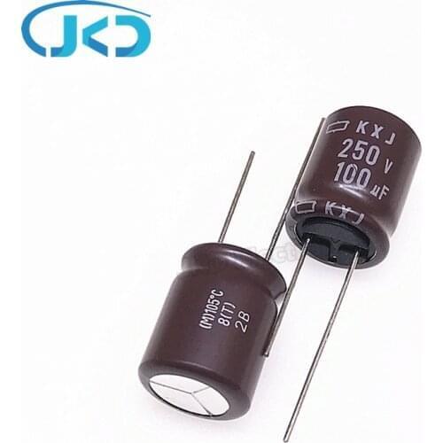 10pcs/lot 250v 100uf NCC KXJ Series 16*20mm high-frequency low-impedance aluminum electrolytic capacitor 100uf 250v NIPPON