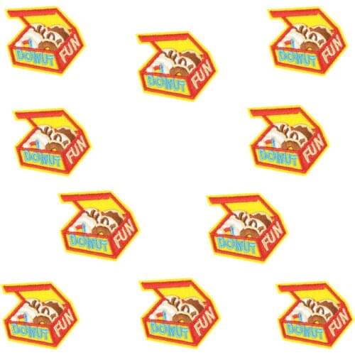 10PCS Funny Donuts Stripe Embroidery Patches for Clothing Shoes Iron on Transfer Applique for Clothes DIY Sew on Patch Jacket