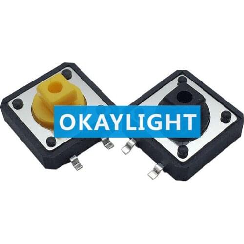 100PCS 12*12*7.3MM square head tact switch 4P micro switch 4 pin patch 12x12x7.3 copper pin SMD