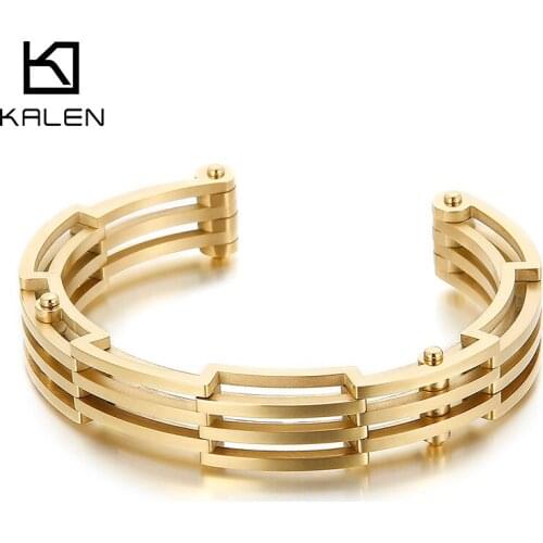 12mm Tricolor Hip Hop Rock Open Cuff Mens 316L Stainless Steel Bangels Party Accessories