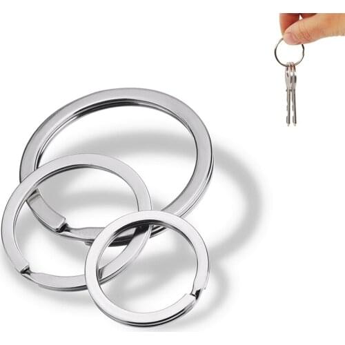 20pcs/lot 20/23/28/ 30mm Stainless Steel Hole Key Ring Key Chain Rhodium Plated Round Split Keychain DIY Key Chains Accessories