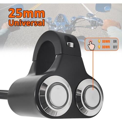 25mm Motorcycle Handlebar Switch ON/OFF Manual-return Latching Action Buttons Switch Self-locking Button Two-in-one Switch