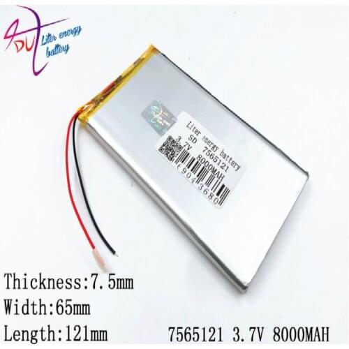 3.7v 7800mah 7565120 7565121 Lithium Polymer Li-po Rechargeable Battery For Pad Gps Dvd Power Bank Tablet Pc