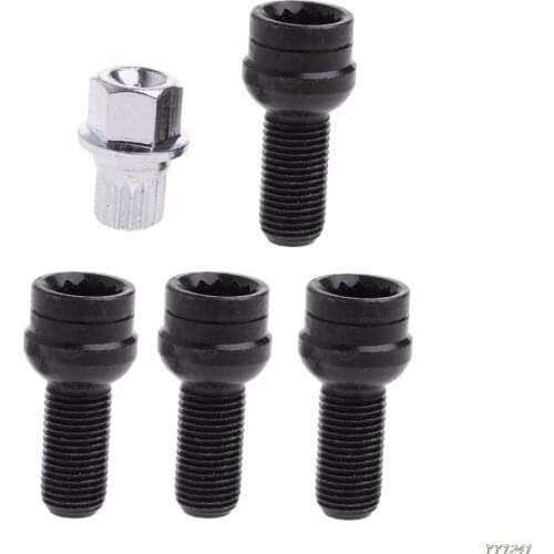 4+1 Wheel Bolt Lock Lug Nut Set With Key For VW Golf Jetta Beetle Passat Audi aluminum