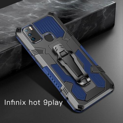 Armor Belt Case for Infinix Hot 10 Play Hot9 Note 7 Lite Dual Layer Hard PC Soft Silicone Bumper Stand Shell Protective Fundas