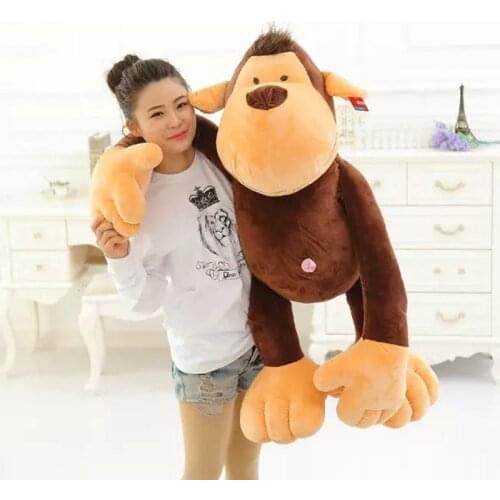 Large 110cm cute brown monkey plush toy, soft doll, hugging pillow birthday gift w5238