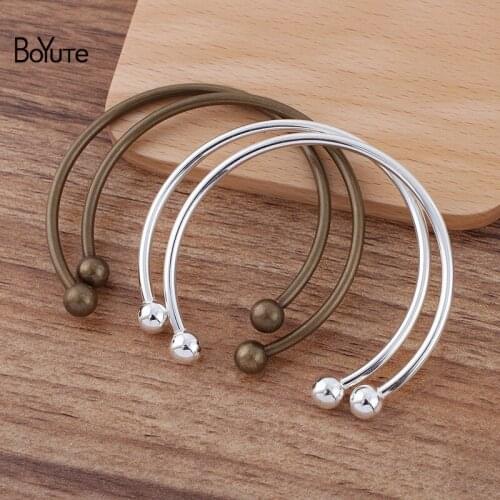 BoYuTe (5 Pieces/Lot) 60*3MM Metal Brass Bracelet with Can be Unscrewed Ball DIY Accessories Wholesale