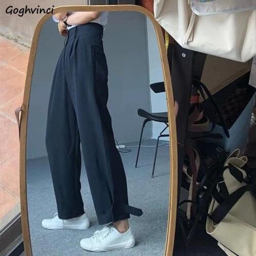 Casual Pants Women Simple Office Ladies Cozy Chic Button Fashionable Popular Pure Color Harajuku Streetwear Spring Plus Size Ins