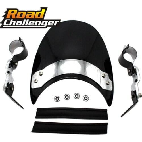 Black Motorcycle Windshield Windscreen Double Bubble Front Fork Mount For Harley Dyna Softail Sportster XL883 1200