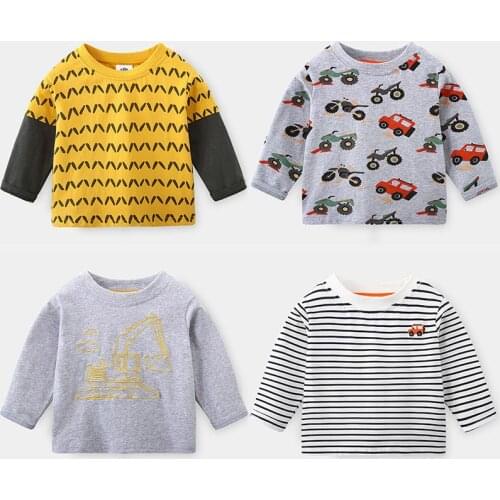 Boys Long Sleeve T Shirt 2021 Fashion Spring Childrens Clothing Baby Kids Full Print Striped Basic Shirt For Boy 2 3 4 5 8 Year