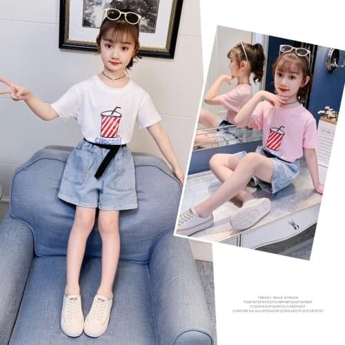 Girl Clothes Suit 2021 Brand NEW Summer Star Printing Toddler girl clothes T-shirt Tops+Waistband Pantskirt 2-6Y
