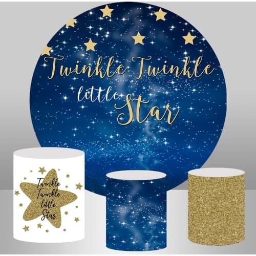 Circle Round Backdrop Twinkle Little Star Party Background Photography Kids 1st Birthday Photo Studio Dessert Table Cover Banner