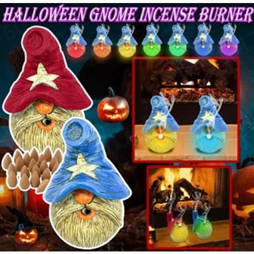Incense Burner Gnome Decor Caps Wearing Multi-color LED Lighting Backflow Incense Burner for Home Garden Decoration Wholesale