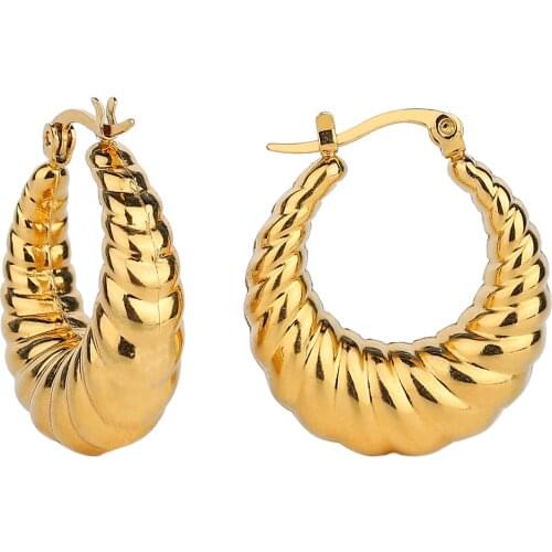 Trendy Stainless Steel Croissant Hoop Earrings For Women Small Circle Rouge Earrings Party Jewelry Accessories