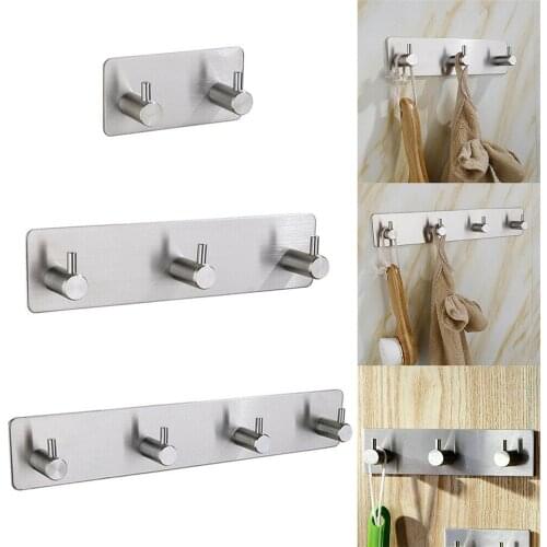 Stainless Steel Towel Holder Clothes Rack Wall Hanging Hooks Self Adhesive Hook Kitchen Bathroom Home Storage Accessories