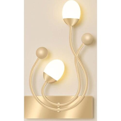 Nordic LED Golden Acrylic Wall Light Bedroom Bedside Lamp Bathroom Living Room Background Wall Lamps Home Decor Light Fixtures