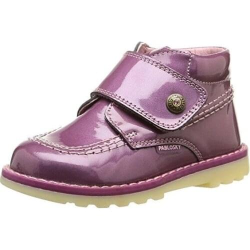Pablosky leather Kickers boots in purple patent leather for girls
