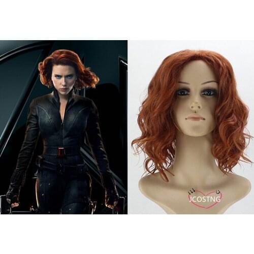 Red Brown Black Widow Cosplay Wigs Natasha Romanoff Wig Short Curly Mixed Heat Resistant Synthetic Hair Halloween Costumes