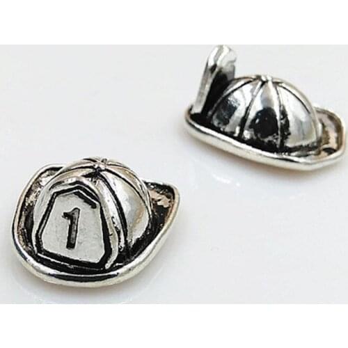 20pcs/lot 15*19MM antique silver color alloy metal Fireman hat charms pendant for bracelet DIY jewelry making