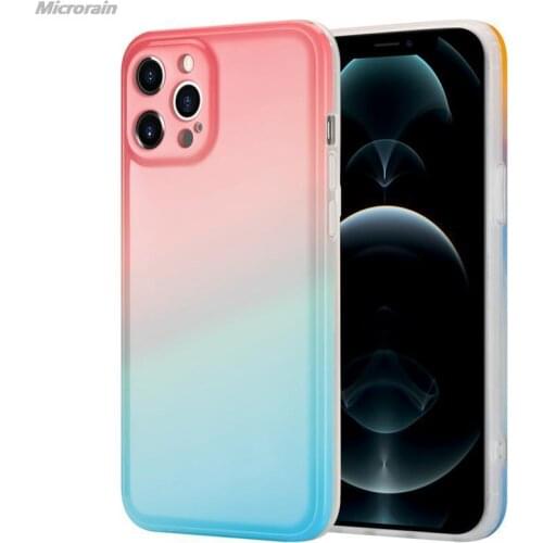 Rainbow Gradient Luxury Square Shockproof SIlicone Case For iPhone 11 12 Pro Max Mini SE 2020 X XR XS 7 8 Soft IMD Cover Funda