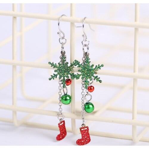 Christmas Earrings Gift Crystal Snow Flake Bijoux Statement Drop Earrings For Women Dangle Earring Fashion Jewelry Gift