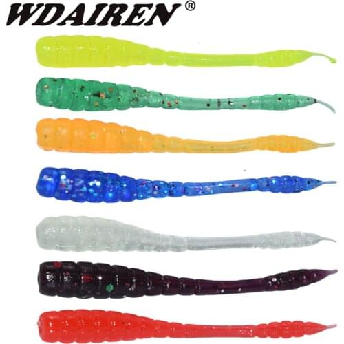 50pcs/Lot Red Worm Soft Lures 4.5cm Bass Fishing Fishy Smell Lifelike Earthworm With Salt Silicone Artificial Bait Carp Tackle