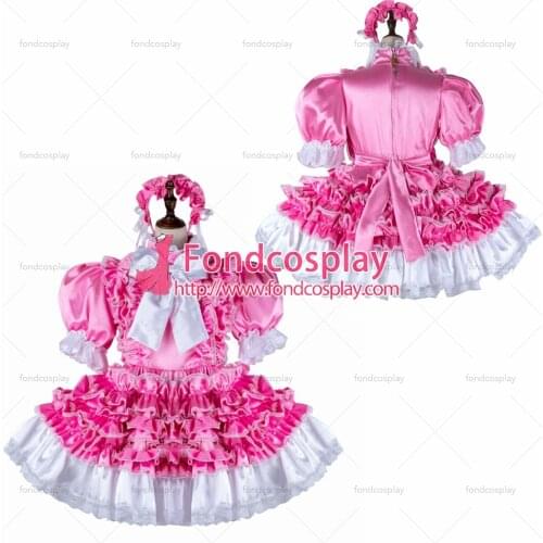 Sissy maid satin dress lockable Uniform cosplay costume Tailor-made[G2283]