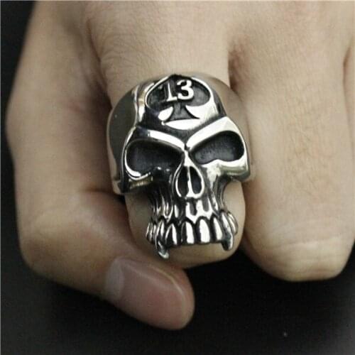 Spade Skull Ring Stainless Steel Band Party Motor Biker Club Ring