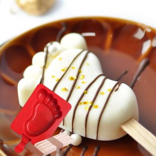 Feet Shaped DIY Silicone Ice Cream Mold Popsicle Molds Popsicle Maker Holder Frozen Ice Mould with 20pcs Popsicle Sticks