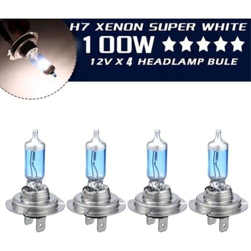 Universal 4pcs H7 100W Car Auto Truck 6000K Super White Headlight Lamp Light Bulbs Halogen 12V DIY Parts