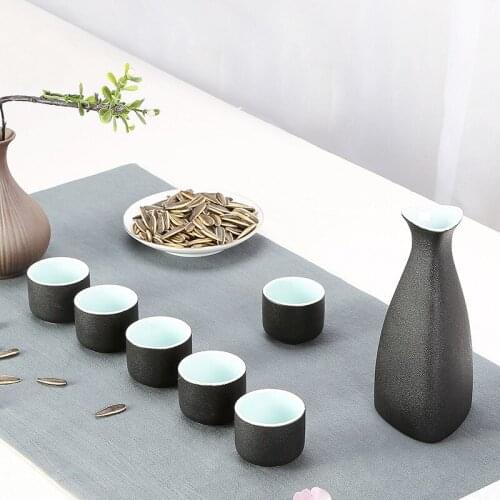 Japanese Style Hefeng Wine Set Antique Household Liquor Ware Ceramic Yellow Rice Wine Warming Set Black Pottery Sake Wine Set