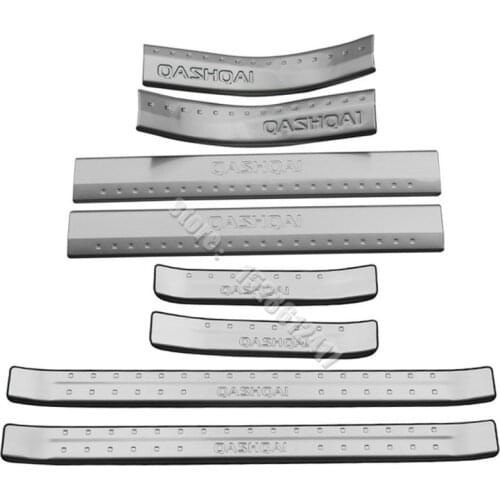 For Nissan Qashqai J10 2008-2015 Stainless Steel Rear Bumper Car Door Cover Inside And Outside Door Sill Plate Car Styling