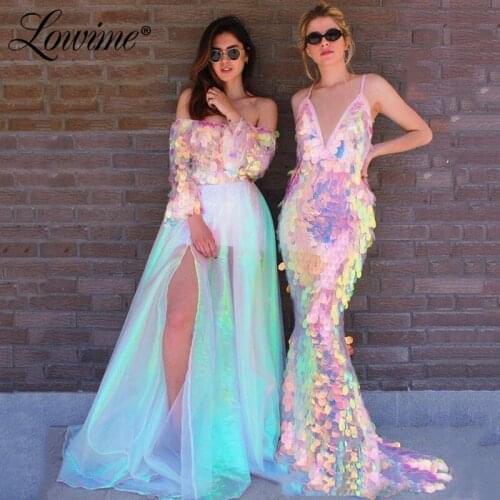 Vestidos Sequins Party Dress 2020 New Arrival Evening Dresses Shiny Prom Dress Robe De Soiree Long Sleeves Dubai Arabic Dress