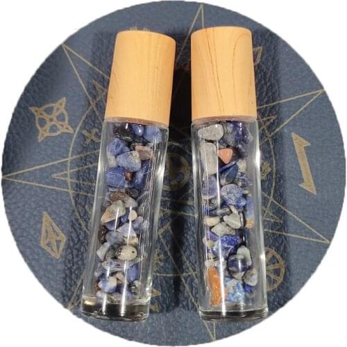 1pc Natural Reiki Lapis Lazuli Gravel Mini Roll-on Energy Wishing Bottle Healing Lucky Quartz For Decoration