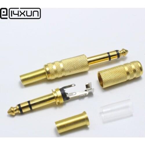 10pcs 6.35mm / 6.5mm 3 Pole stereo Amplifier Plug 6.35 / 6.5 3 Pin Gold Plated Microphone jack Plug Audio Connector