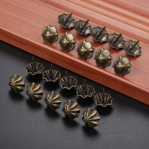 10pcs Antique Bronze Upholstery Nails Clover/Umbrella Pattern Furniture Sofa Tack Stud Pushpin Doornail 20*22mm Jewelry Wood Box