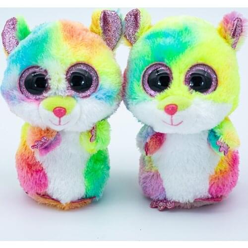 15CM Ty Beanie Rodney Sparkly Glitter Eyes Multicolor Hamster Cute Animal Doll Birthday Gift Soft Stuffed Plush Toy Kids