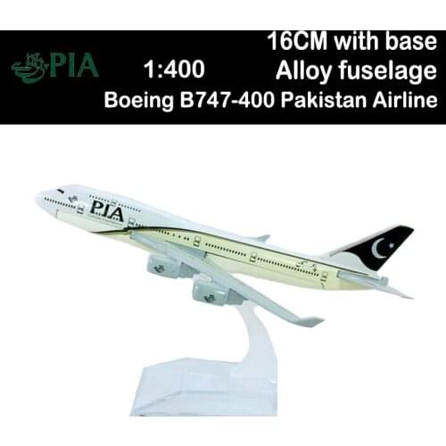 16CM 1:400 Boeing B747-400 Model Pakistan Airline PIA Alloy Aircraft Plane Airliner Display Toy for Boys Collection Souvenirs