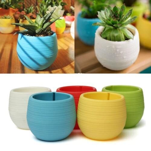 2019 Brand Mini Colourful Round Plastic Plant Flower Pot Garden Home Office Decor Planter 6 Colours